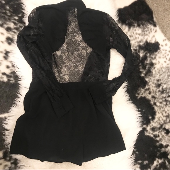 Black Lace Detailed Romper - Picture 5 of 8